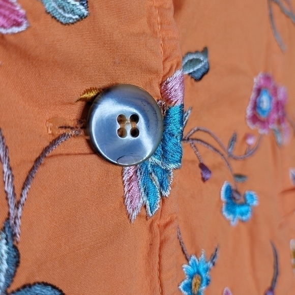 Johnny Was Orange Floral Embroidered Deconstructed Blazer - Picture 7 of 14